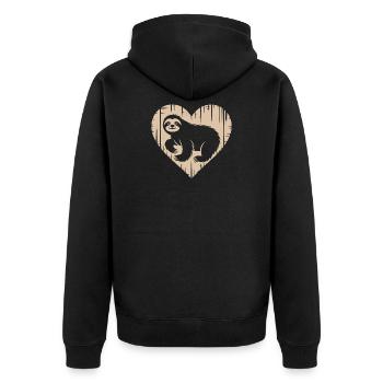 Cute Sloth Heart Design - Unisex Premium Organic Zip Hoodie - black - Back - Nico (187cm)