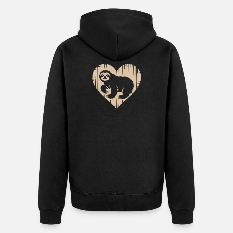 Conception de coeur de paresseux mignon - Veste à capuche bio Premium Unisexe - noir