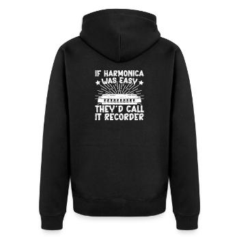 Harmonica Musican Was Easy They Call Recorder - Unisex Premium Organic Zip Hoodie - black - Back - Nico (187cm)
