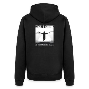 Marathon Runner Rise & Shine Running Gift Idea - Unisex Premium Bio Zip Hoodie - Schwarz - Hinten - Nico (187cm)