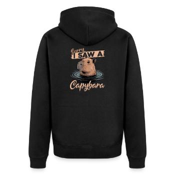 Funny aesthetic Kawaii Capybara - Unisex Premium Bio Zip Hoodie - Schwarz - Hinten - Nico (187cm)