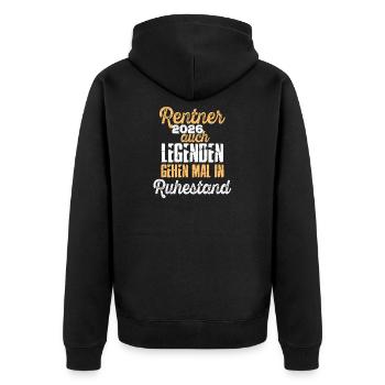 Rentner 2026 Legenden Ruhestand - Unisex Premium Bio Zip Hoodie - Schwarz - Hinten - Nico (187cm)