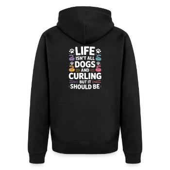 Curling Dire Chiens Drôle Curling Cadeau - Veste à capuche bio Premium Unisexe - noir - Dos - Nico (187cm)
