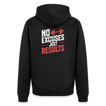 Pas d'excuses, résultats - Veste à capuche bio Premium Unisexe - noir - Dos - Nico (187cm)