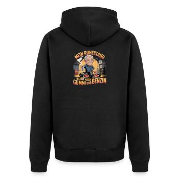 Go Kart Rubber Pensioner Kart Driving Go-Kart - Unisex Premium Organic Zip Hoodie - black - Back - Nico (187cm)