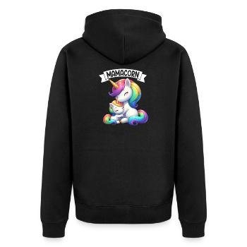 Mama Einhorn Mamacorn Mutter Tochter Dadacorn - Unisex Premium Bio Zip Hoodie - Schwarz - Hinten - Nico (187cm)
