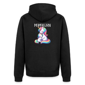 Mamacorn Mama Einhorn Mutter Damen Partnerlook - Unisex Premium Bio Zip Hoodie - Schwarz - Hinten - Nico (187cm)