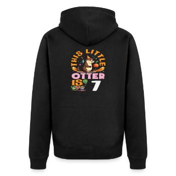 Cette loutre a 7 ans - Motif d’anniversaire mignon - Veste à capuche bio Premium Unisexe - noir - Dos - Nico (187cm)