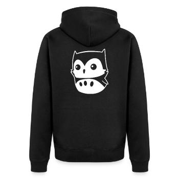 Eule Kawaii – süßes Eulenmotiv im Cartoon-Stil - Unisex Premium Bio Zip Hoodie - Schwarz - Hinten - Nico (187cm)