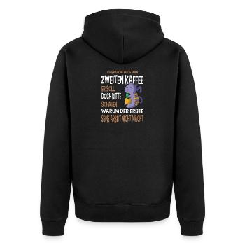 Funny Sayings Fun Outfits Irony Sarcasm - Unisex Premium Organic Zip Hoodie - black - Back - Nico (187cm)