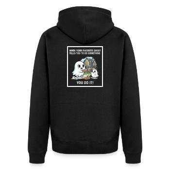Mein Lieblingsgeist - Unisex Premium Bio Zip Hoodie - Schwarz - Hinten - Nico (187cm)
