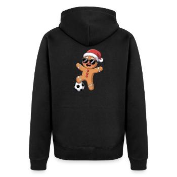Festive Christmas Soccer Cartoon - Unisex Premium Bio Zip Hoodie - Schwarz - Hinten - Nico (187cm)