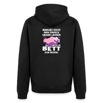Funny Sayings Fun Outfits Irony Sarcasm - Unisex Premium Organic Zip Hoodie - black - Back - Nico (187cm)