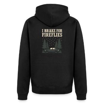 Firefly Summer Night Glow Bug Nostalgic - Unisex Premium Bio Zip Hoodie - Schwarz - Hinten - Nico (187cm)