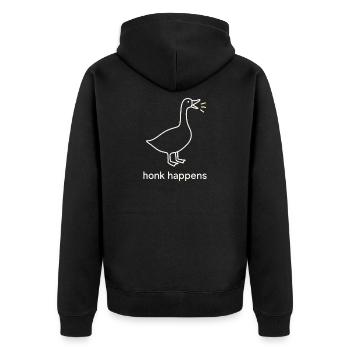Funny Geese Meme Chaos Honk Certified Silly - Unisex Premium Organic Zip Hoodie - black - Back - Nico (187cm)
