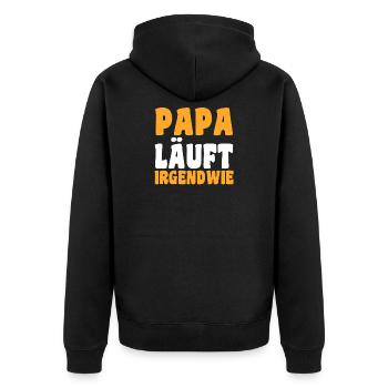 Tochter Sohn - Unisex Premium Bio Zip Hoodie - Schwarz - Hinten - Nico (187cm)