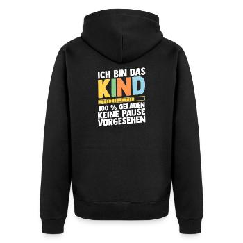 Tochter Sohn - Unisex Premium Bio Zip Hoodie - Schwarz - Hinten - Nico (187cm)