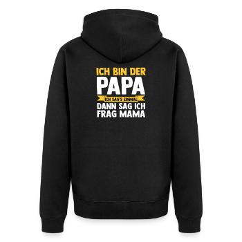 Tochter Sohn - Unisex Premium Bio Zip Hoodie - Schwarz - Hinten - Nico (187cm)