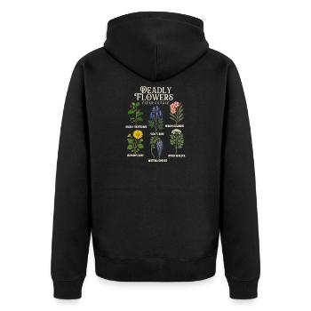 Deadly Flowers Collection — Giftiges Halloween - Unisex Premium Bio Zip Hoodie - Schwarz - Hinten - Nico (187cm)