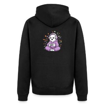 Halloween Gamer Cartoon Scary Gaming - Unisex Premium Organic Zip Hoodie - black - Back - Nico (187cm)