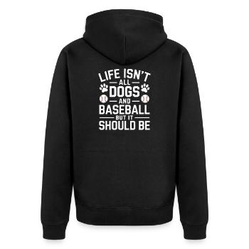 Baseball Spruch Hunde Lustiges Baseball Geschenk - Unisex Premium Bio Zip Hoodie - Schwarz - Hinten - Nico (187cm)