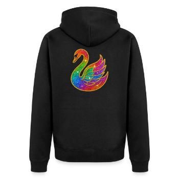 Regenbogen Glitzer Schwan Mutter - Unisex Premium Bio Zip Hoodie - Schwarz - Hinten - Nico (187cm)