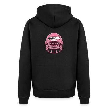 Brustkrebs Bewusstsein Warrior In Progress - Unisex Premium Bio Zip Hoodie - Schwarz - Hinten - Nico (187cm)