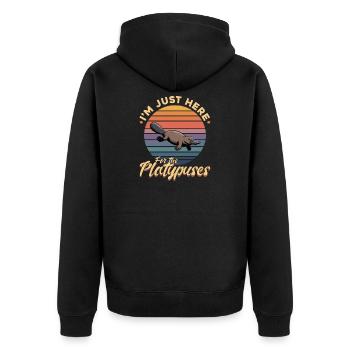 Esthétique amusante Kawaii Platypus - Veste à capuche bio Premium Unisexe - noir - Dos - Nico (187cm)