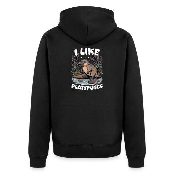 Esthétique amusante Kawaii Platypus - Veste à capuche bio Premium Unisexe - noir - Dos - Nico (187cm)