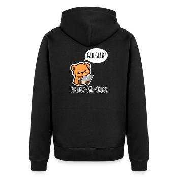 Finanz-Bär-Ämter - GIVE MONEY! - Unisex Premium Organic Zip Hoodie - black - Back - Nico (187cm)