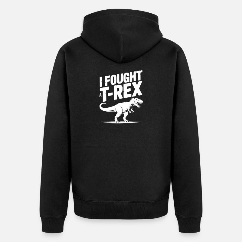J’ai combattu un T-Rex - Veste à capuche bio Premium Unisexe - noir