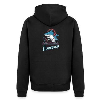 DJ SHARKDROP Hai DJ with headphones at the mixing desk - Unisex Premium Organic Zip Hoodie - black - Back - Nico (187cm)