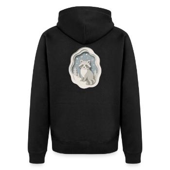 Winterlicher Waschbär im Schnee - Unisex Premium Bio Zip Hoodie - Schwarz - Hinten - Nico (187cm)