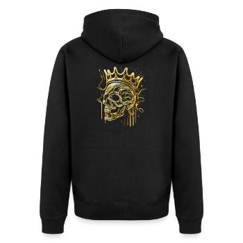 Crâne doré avec lignes de couronne Art - Veste à capuche bio Premium Unisexe - noir - Dos - Nico (187cm)