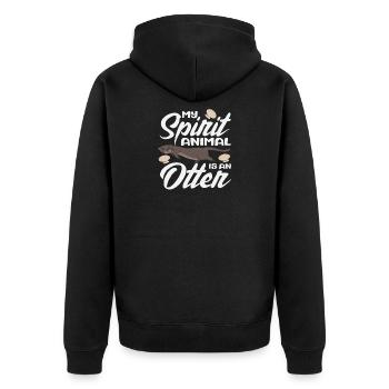 Cute Sea Otter Spirit Animal - Unisex Premium Organic Zip Hoodie - black - Back - Nico (187cm)