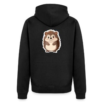 Igel - Unisex Premium Bio Zip Hoodie - Schwarz - Hinten - Nico (187cm)