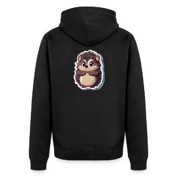 Igel - Unisex Premium Bio Zip Hoodie - Schwarz - Hinten - Nico (187cm)