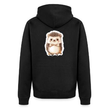 Igel - Unisex Premium Bio Zip Hoodie - Schwarz - Hinten - Nico (187cm)
