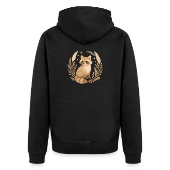 Boho Waschbär – Natur Design mit Sternen - Unisex Premium Bio Zip Hoodie - Schwarz - Hinten - Nico (187cm)