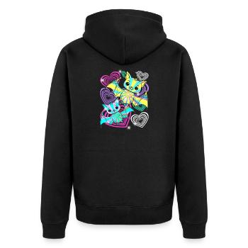 Retro Fledermäuse Halloween Kinder  - Unisex Premium Bio Zip Hoodie - Schwarz - Hinten - Nico (187cm)