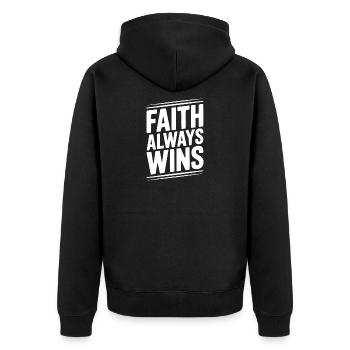 La foi gagne toujours - Veste à capuche bio Premium Unisexe - noir - Dos - Nico (187cm)