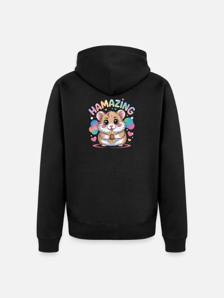 Hamazing Kawaii Hamster Seed Hearts - Unisex Premium Organic Zip Hoodie - black