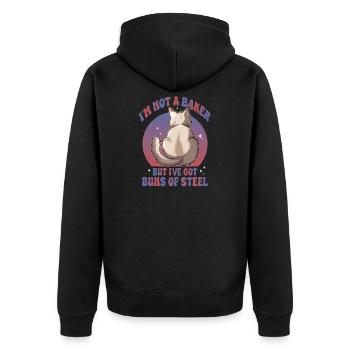 Brötchen aus Stahl Katze - Unisex Premium Bio Zip Hoodie - Schwarz - Hinten - Nico (187cm)