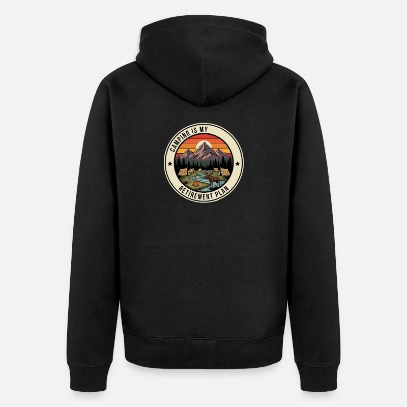 Retiree Camping Retirement Plan - Unisex Premium Bio Zip Hoodie - Schwarz