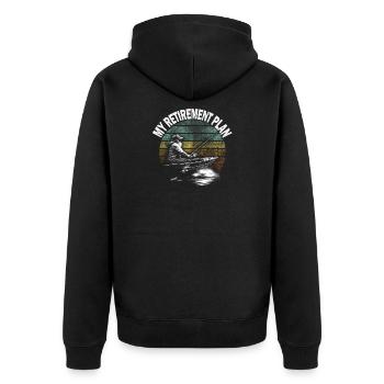 Mein Ruhestand Plan: Angler im Boot - Unisex Premium Bio Zip Hoodie - Schwarz - Hinten - Nico (187cm)