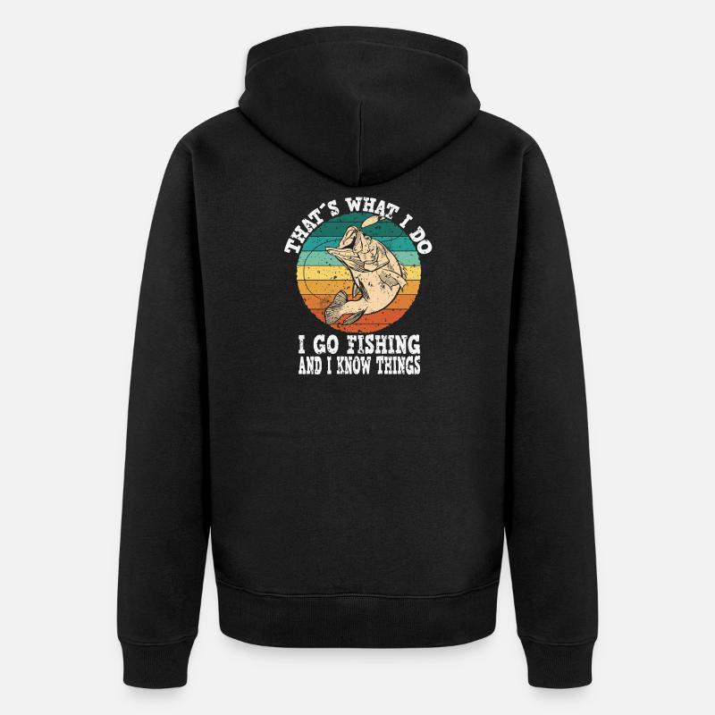 Motif mème de poisson rétro - Veste à capuche bio Premium Unisexe - noir