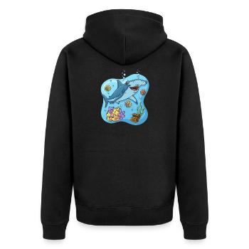 Hammerhai im Cartoon-Stil Im Ozean - Unisex Premium Bio Zip Hoodie - Schwarz - Hinten - Nico (187cm)