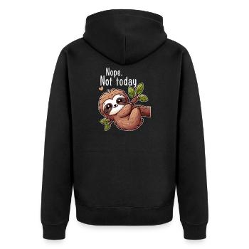 Sloth Lazy Day Nope Not Today - Unisex Premium Organic Zip Hoodie - black - Back - Nico (187cm)