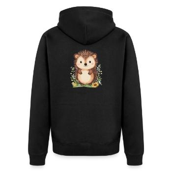 Igel - Unisex Premium Bio Zip Hoodie - Schwarz - Hinten - Nico (187cm)