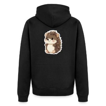Igel - Unisex Premium Bio Zip Hoodie - Schwarz - Hinten - Nico (187cm)